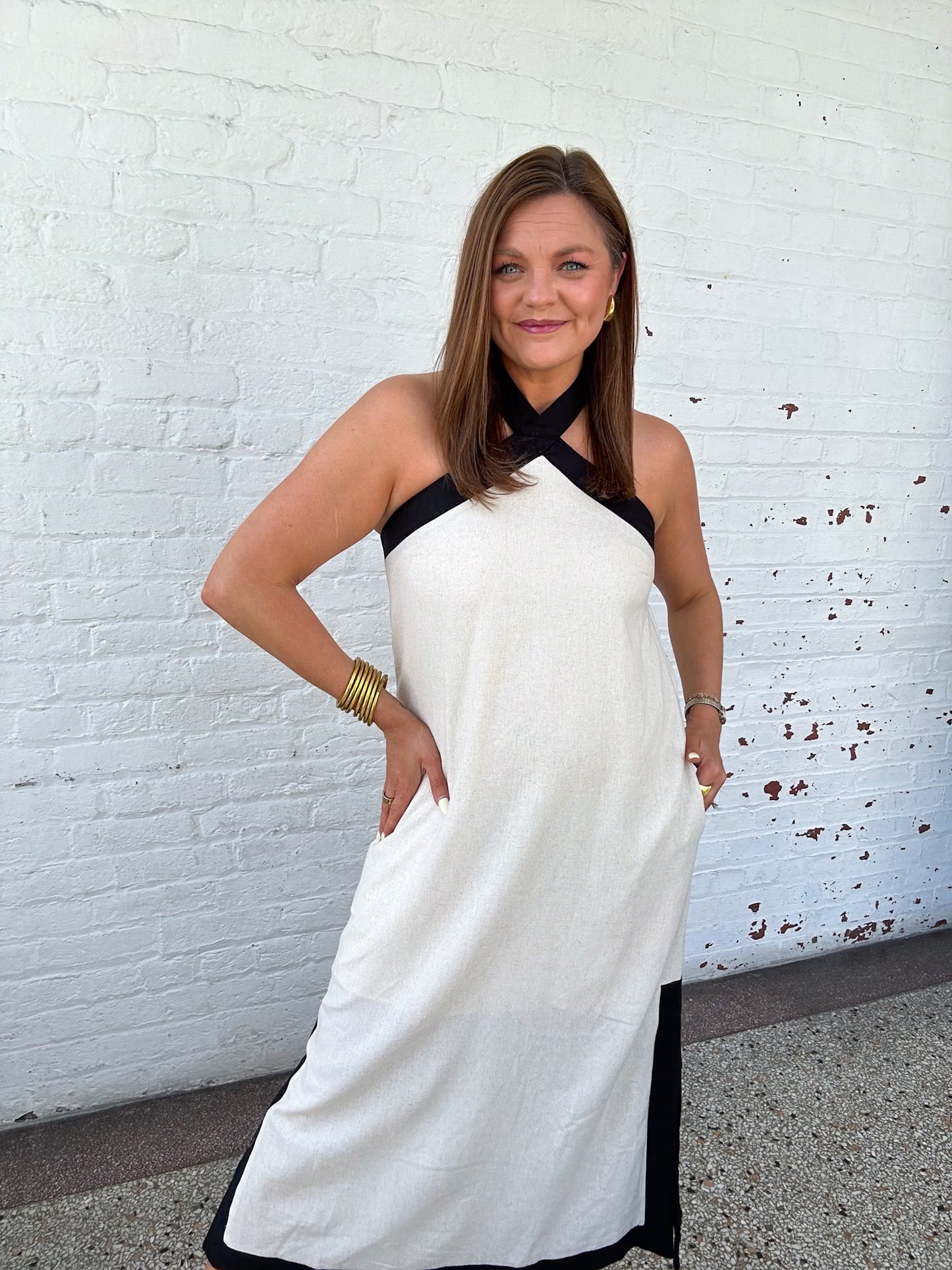 LINEN MIDI DRESS