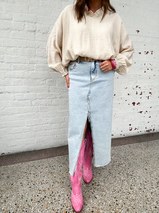 *PRE-ORDER* EVERYDAY DENIM MAXI SKIRT