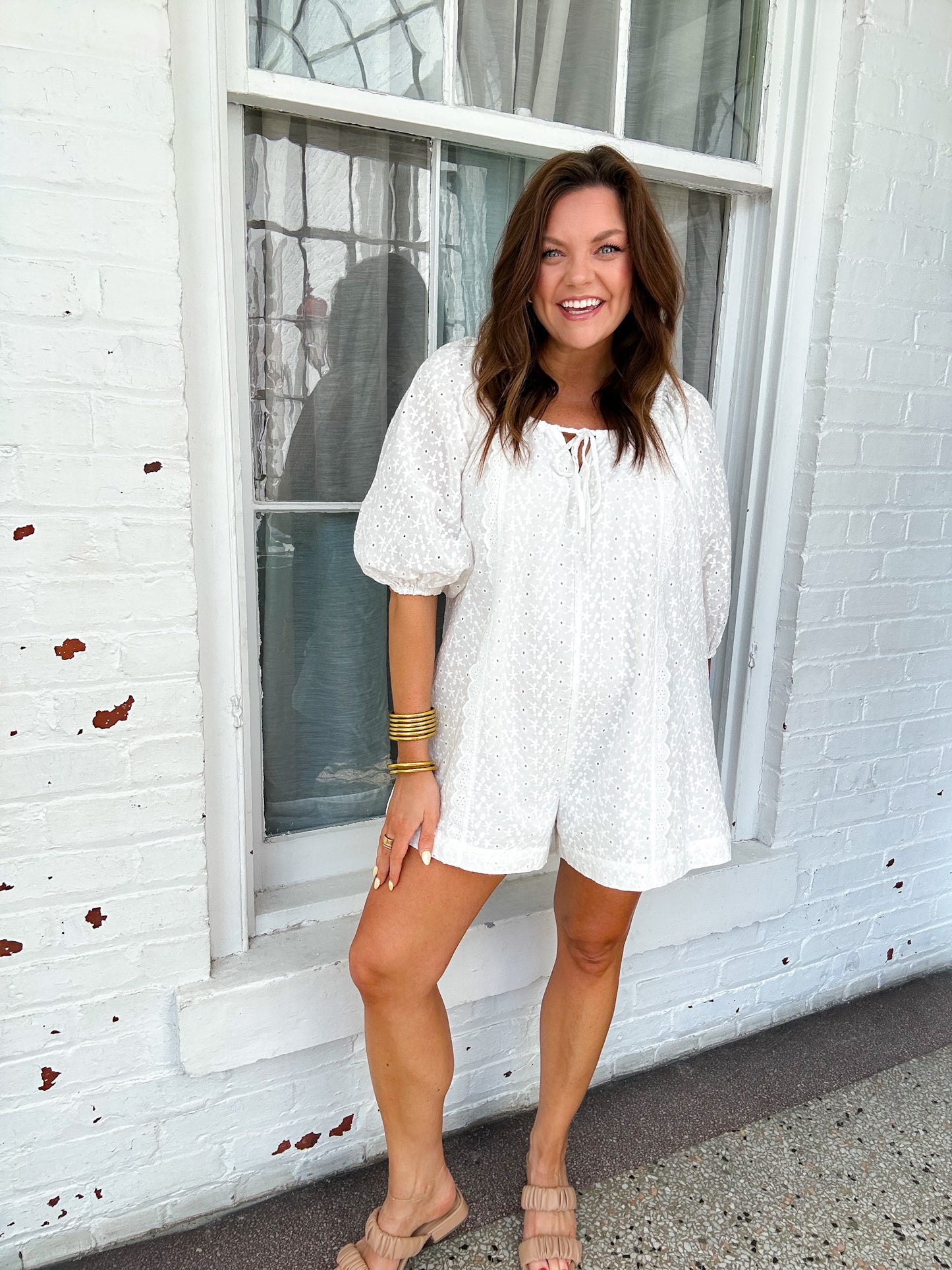 SUMMER FUN EYELET ROMPER