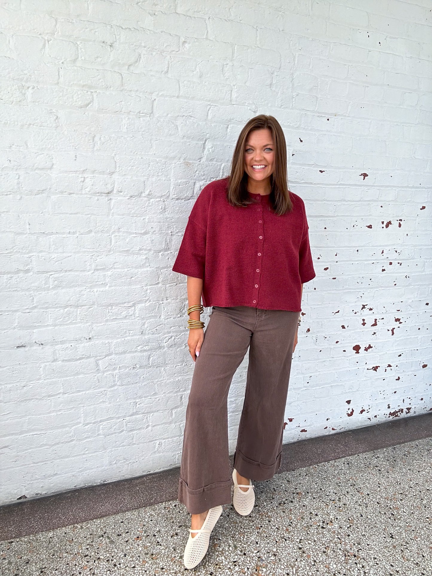 COZY MAROON CARDIGAN TOP
