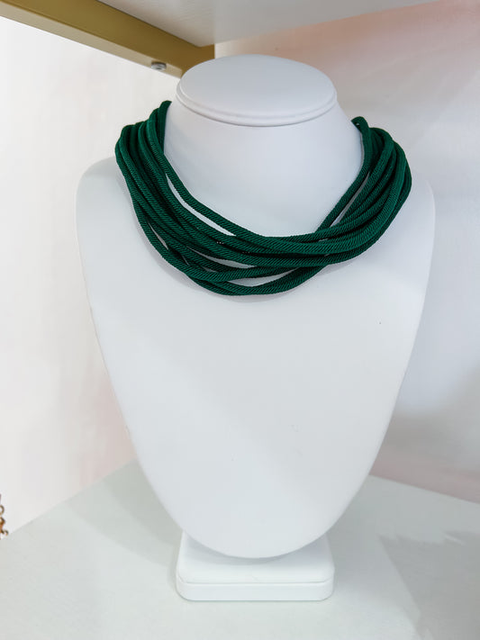 8 STRAND ROPE NECKLACE - GREEN