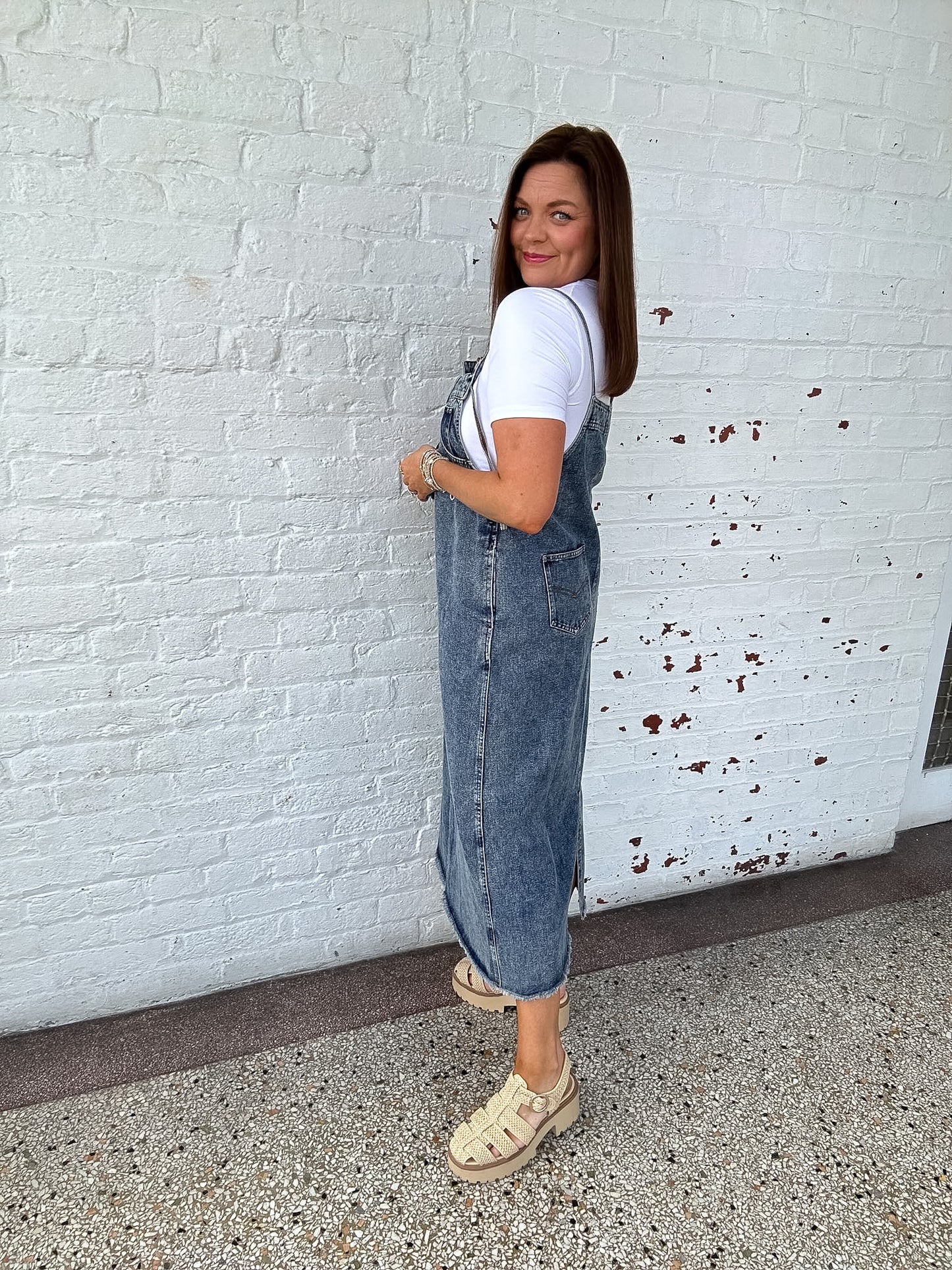 DENIM DETAILS MIDI DRESS