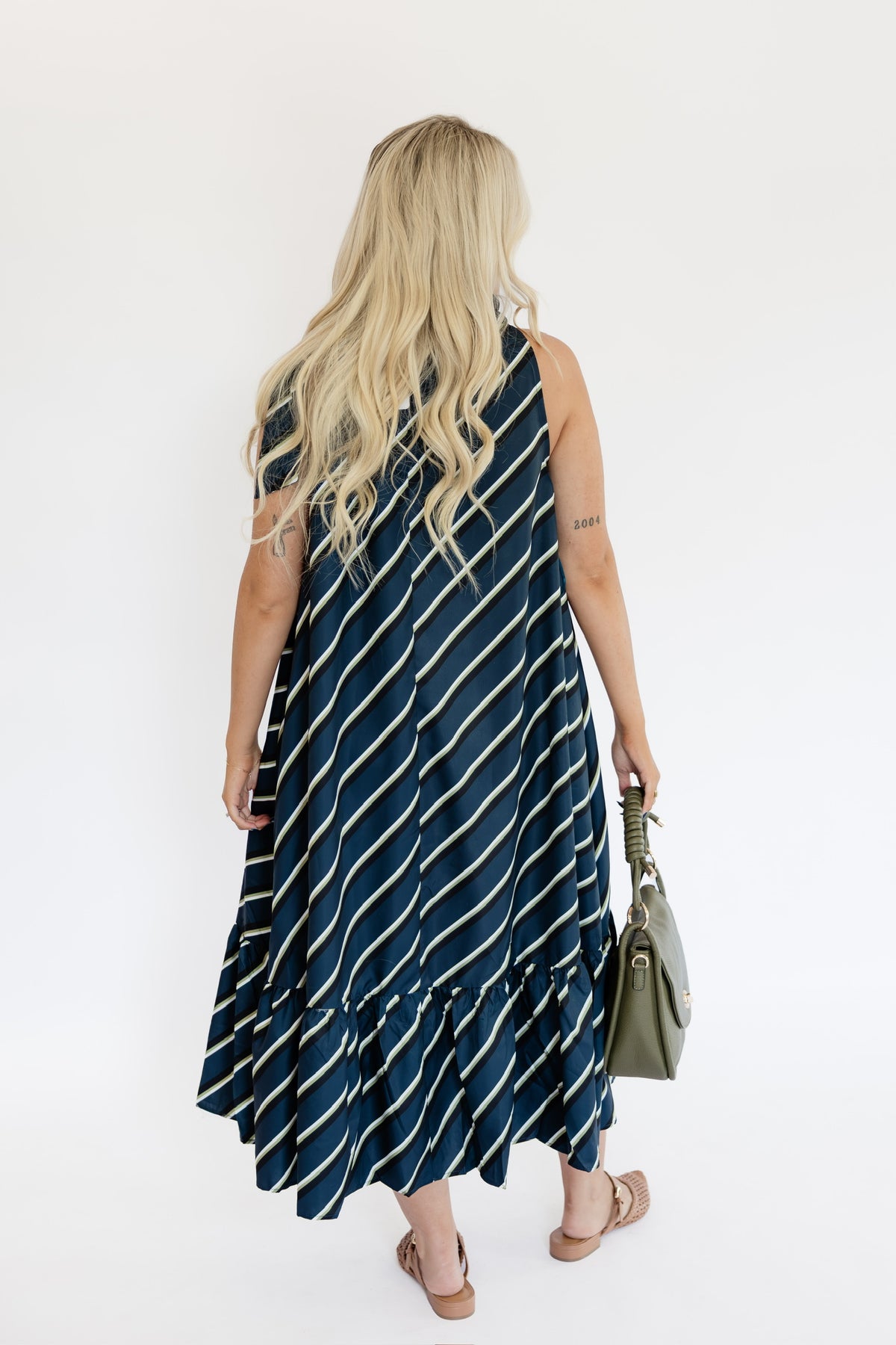 CLAUDIA STRIPED MIDI DRESS