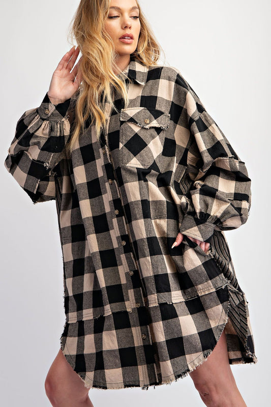 BLACK PLAID OVERSIZED DRESS