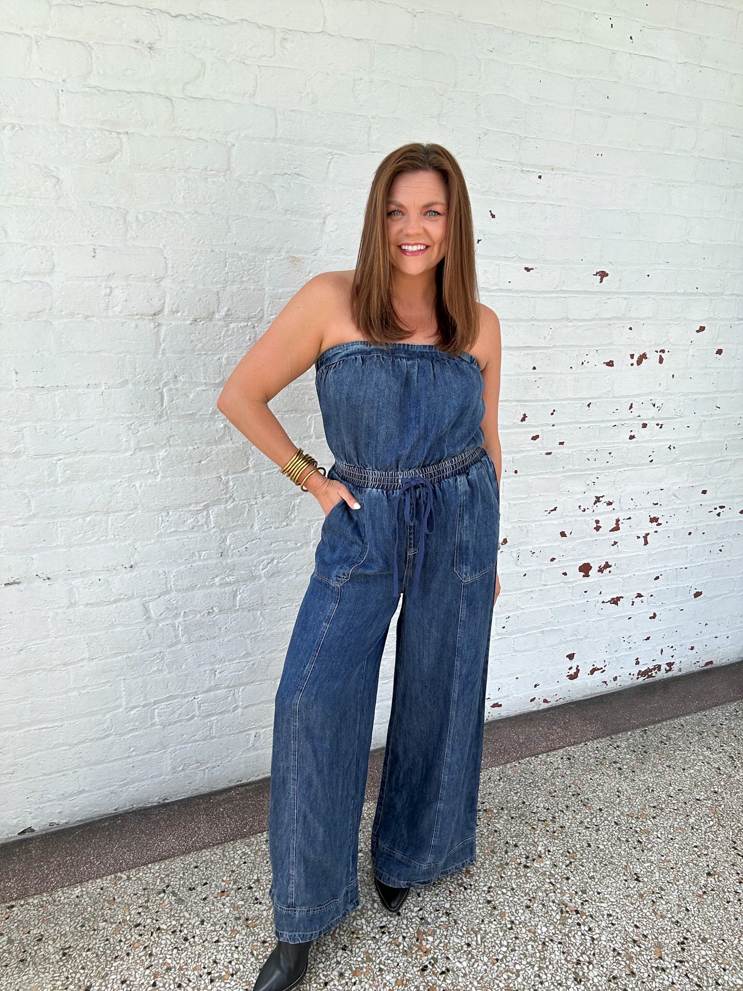 OUT LATE DENIM JUMPSUIT
