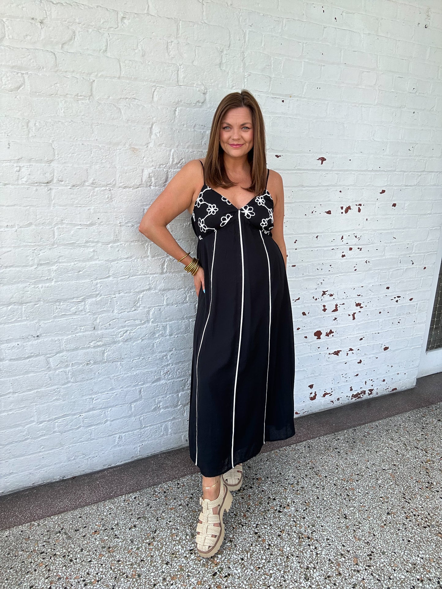 STAYING IN LINE MAXI DRESS
