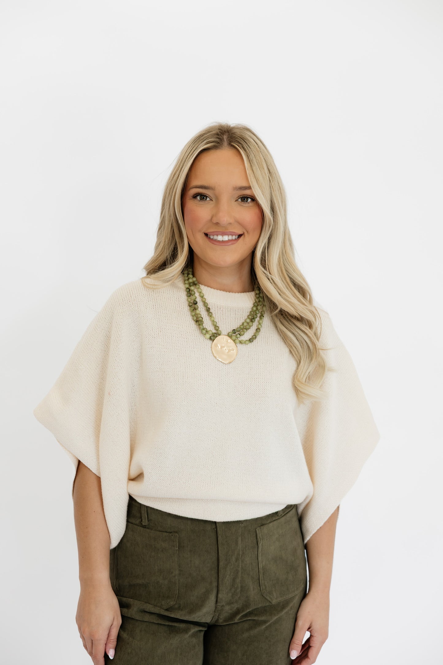 SIMPLE SWEATER TOP - CREAM