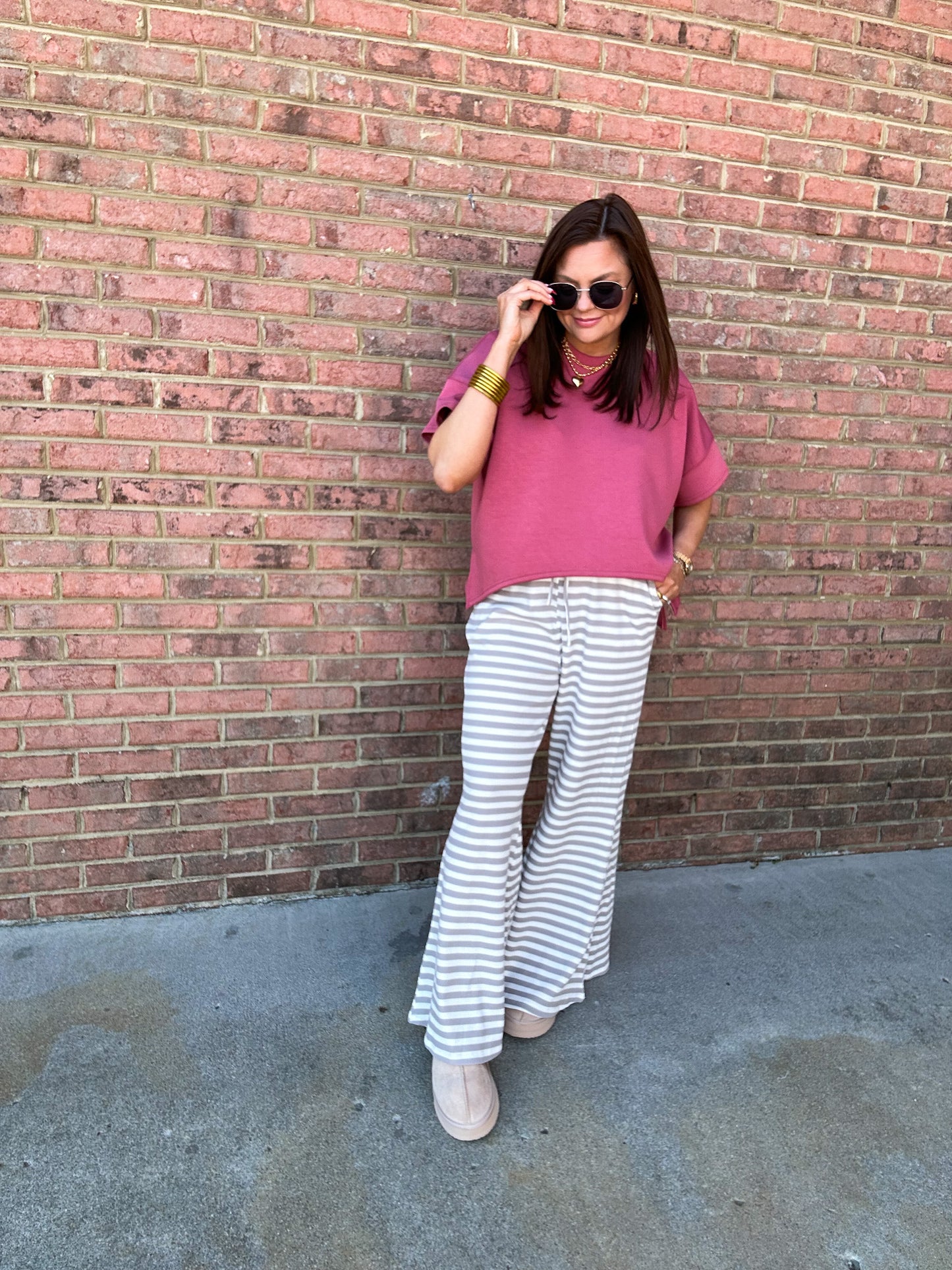 STRIPED LOUNGIN' FLARE PANTS