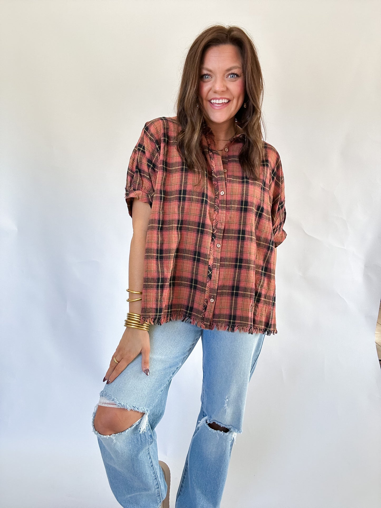 JEAN ROSE PLAID TOP