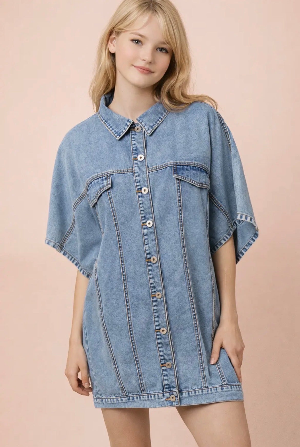 STEEL DENIM MINI DRESS