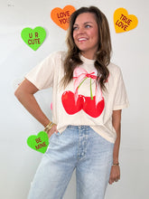 Load image into Gallery viewer, CHERRY RED BOW CROPPED TEE
