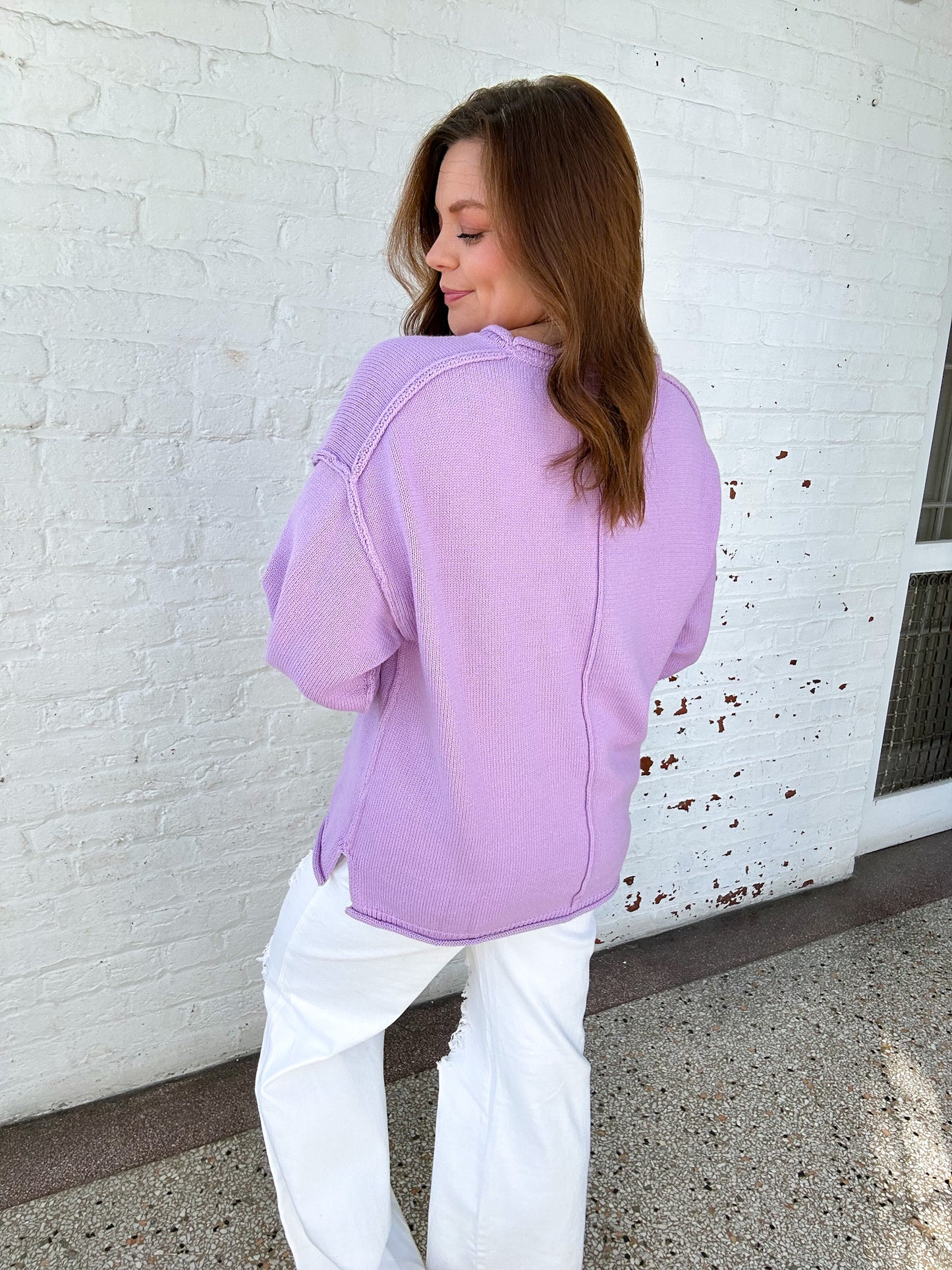BASIC SWEATER TOP - DEEP LILAC
