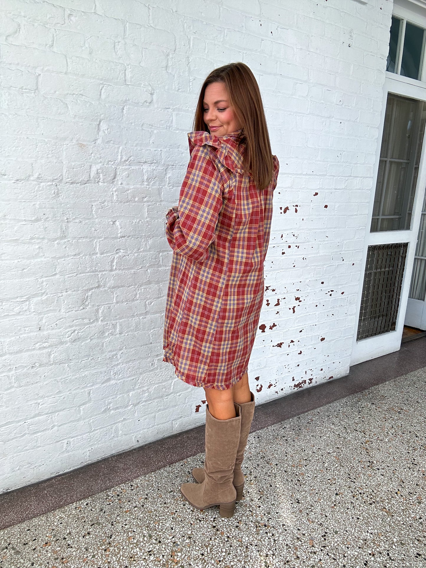 THANKFUL FOR PLAID MINI DRESS