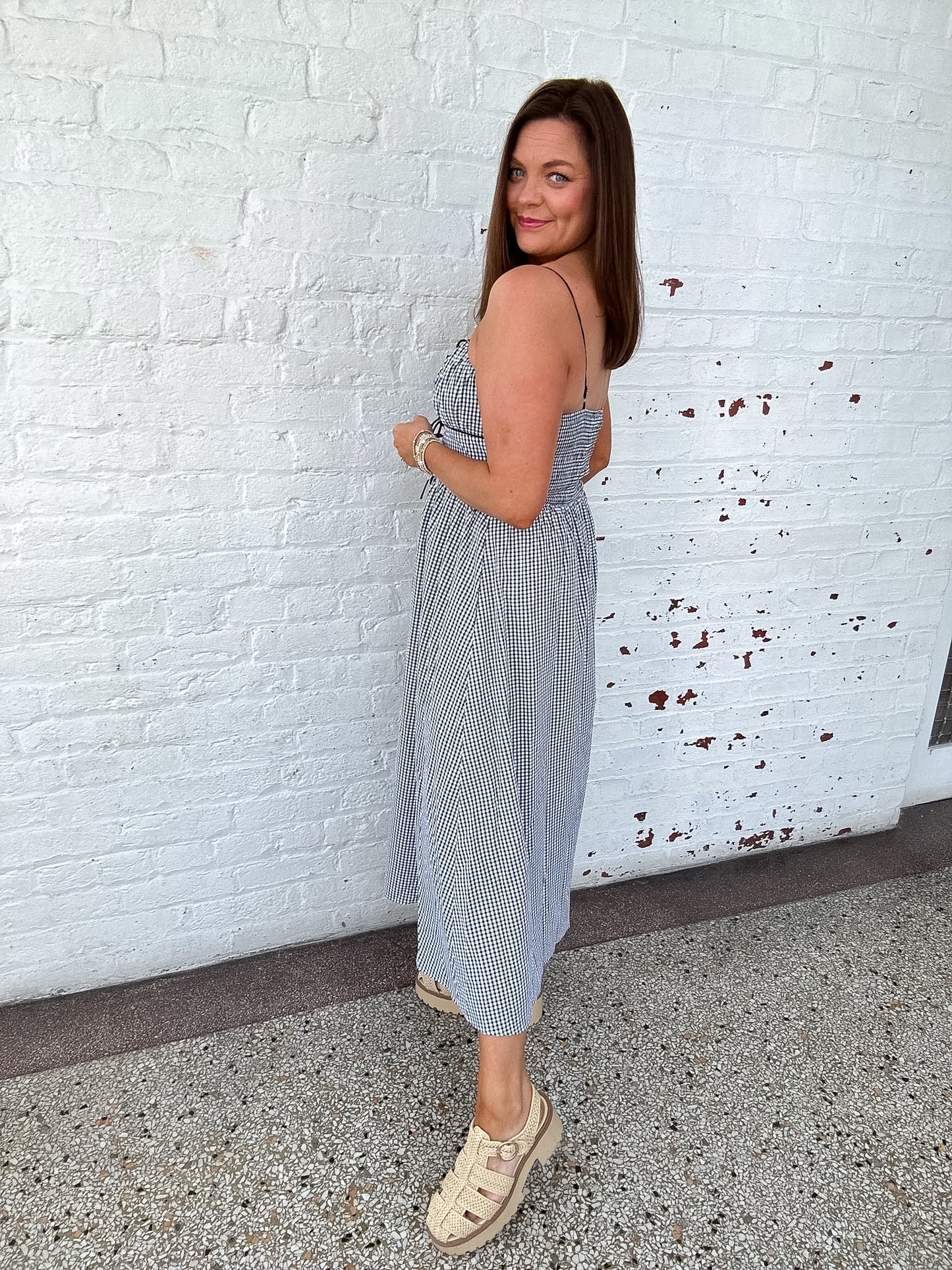 IN CHECK MAXI DRESS