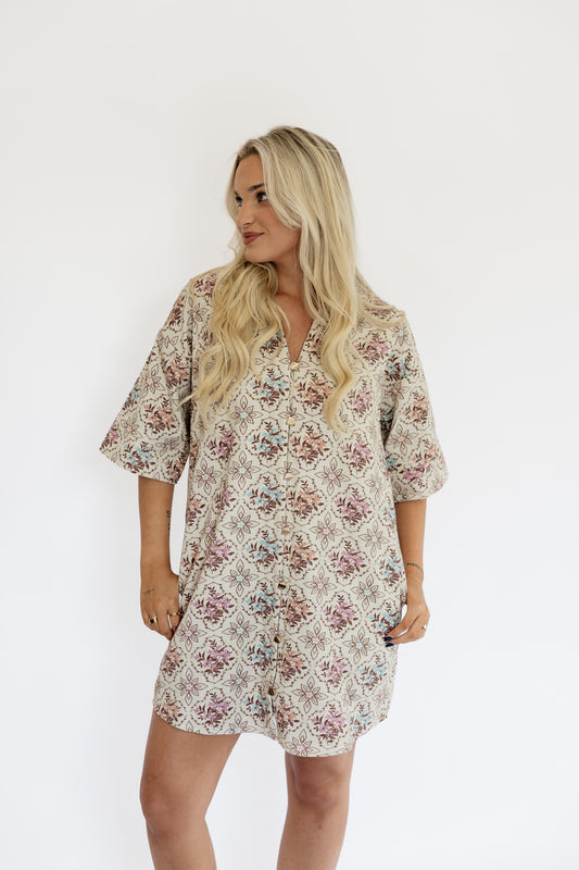 MUTED FLORALS MINI DRESS