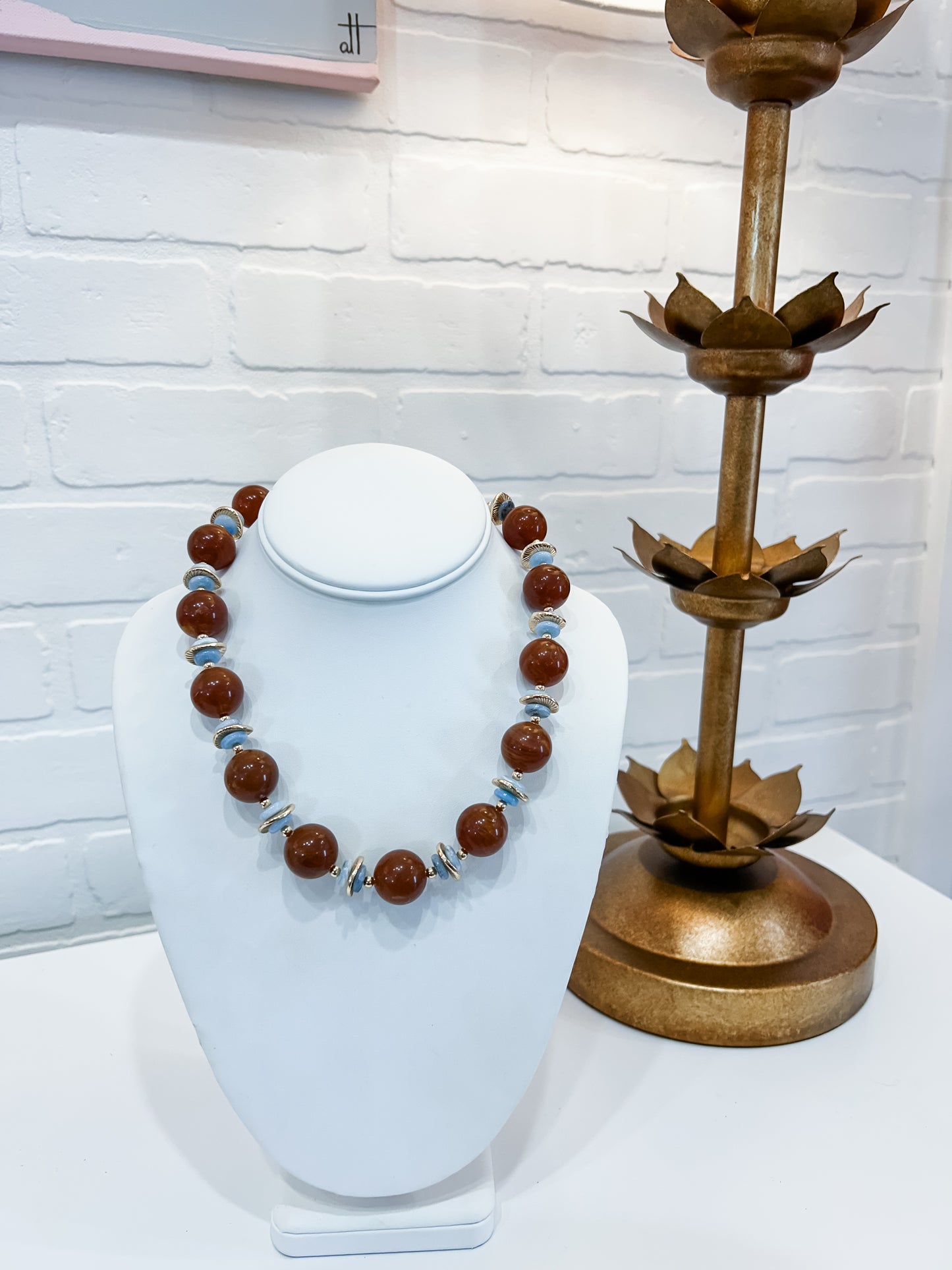 STONE AND DISK NECKLACE