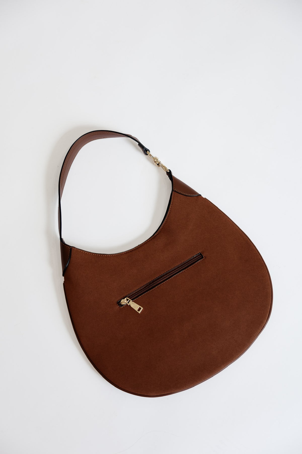 VANESSA FAUX SUEDE HOBO BAG - BROWN