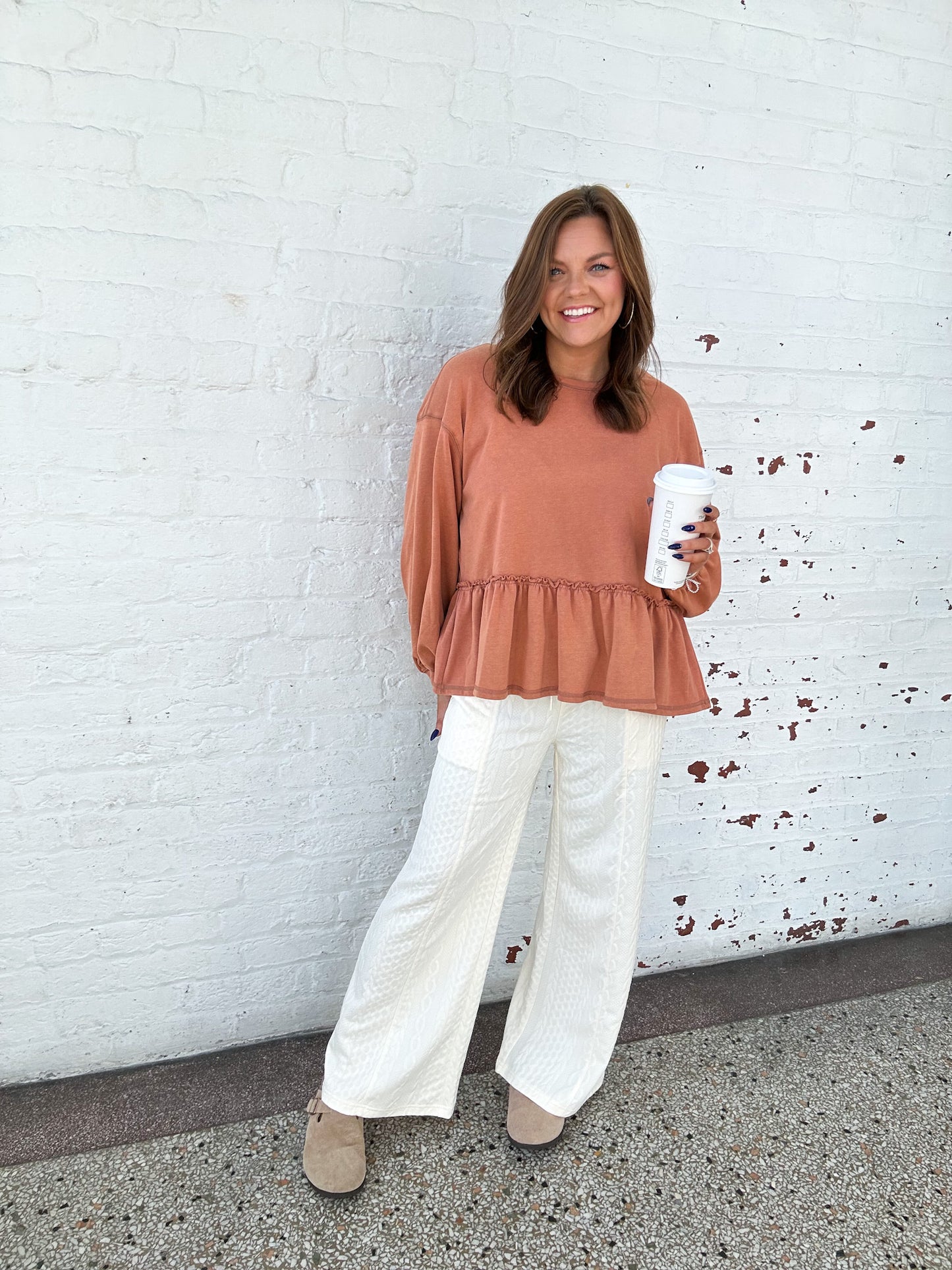 SWEATER STITCH WIDE LEG PANTS