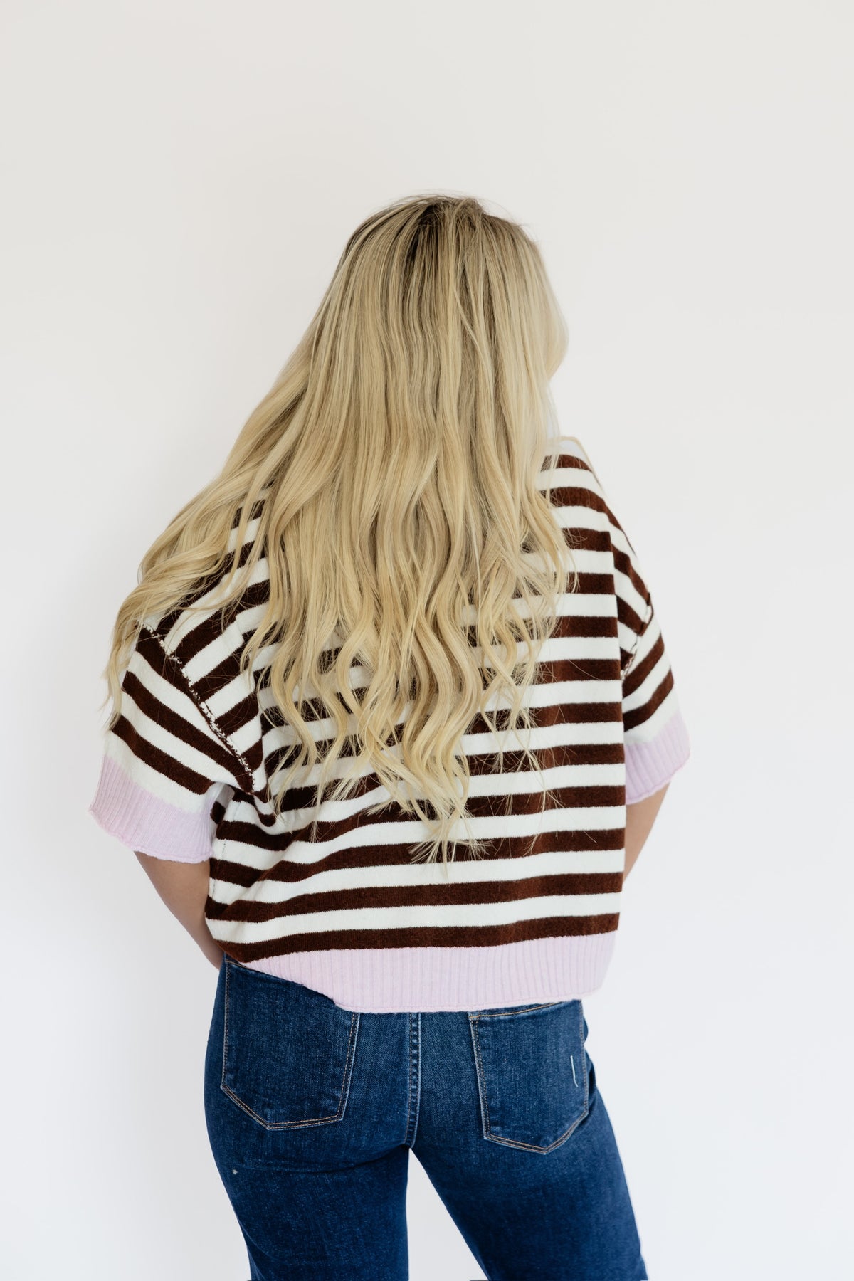 SERENA STRIPED SWEATER - BROWN