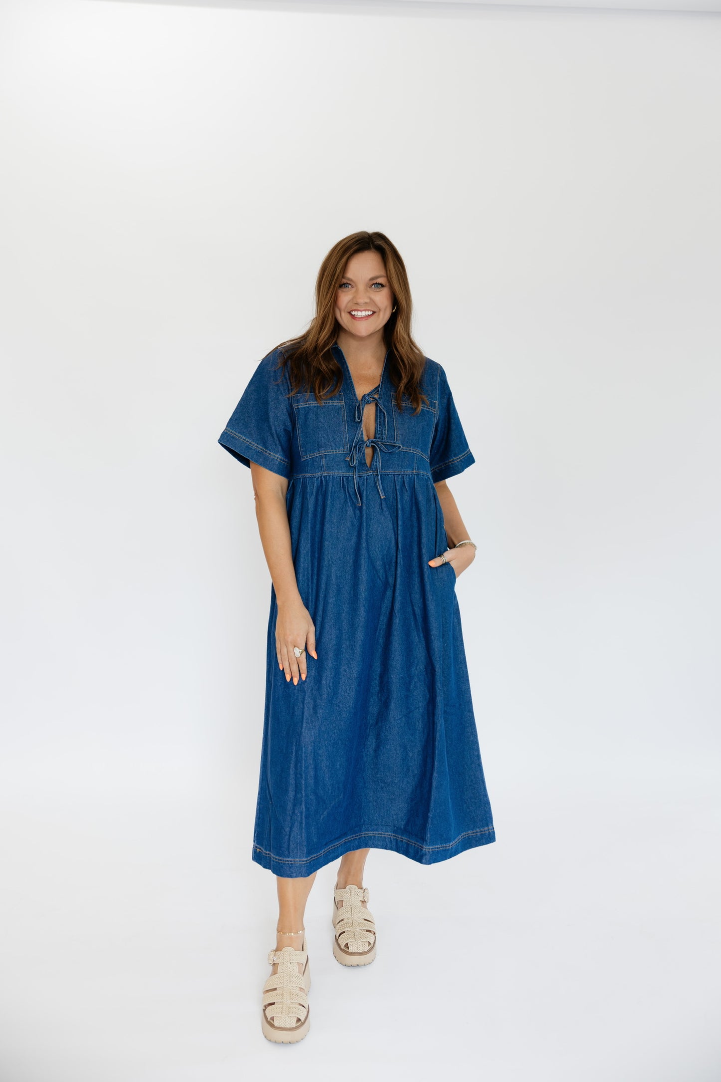 DOWNTOWN DENIM MIDI DRESS