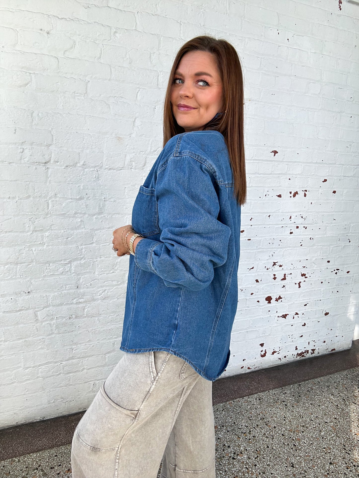 DAZED DENIM OVERSIZED TOP