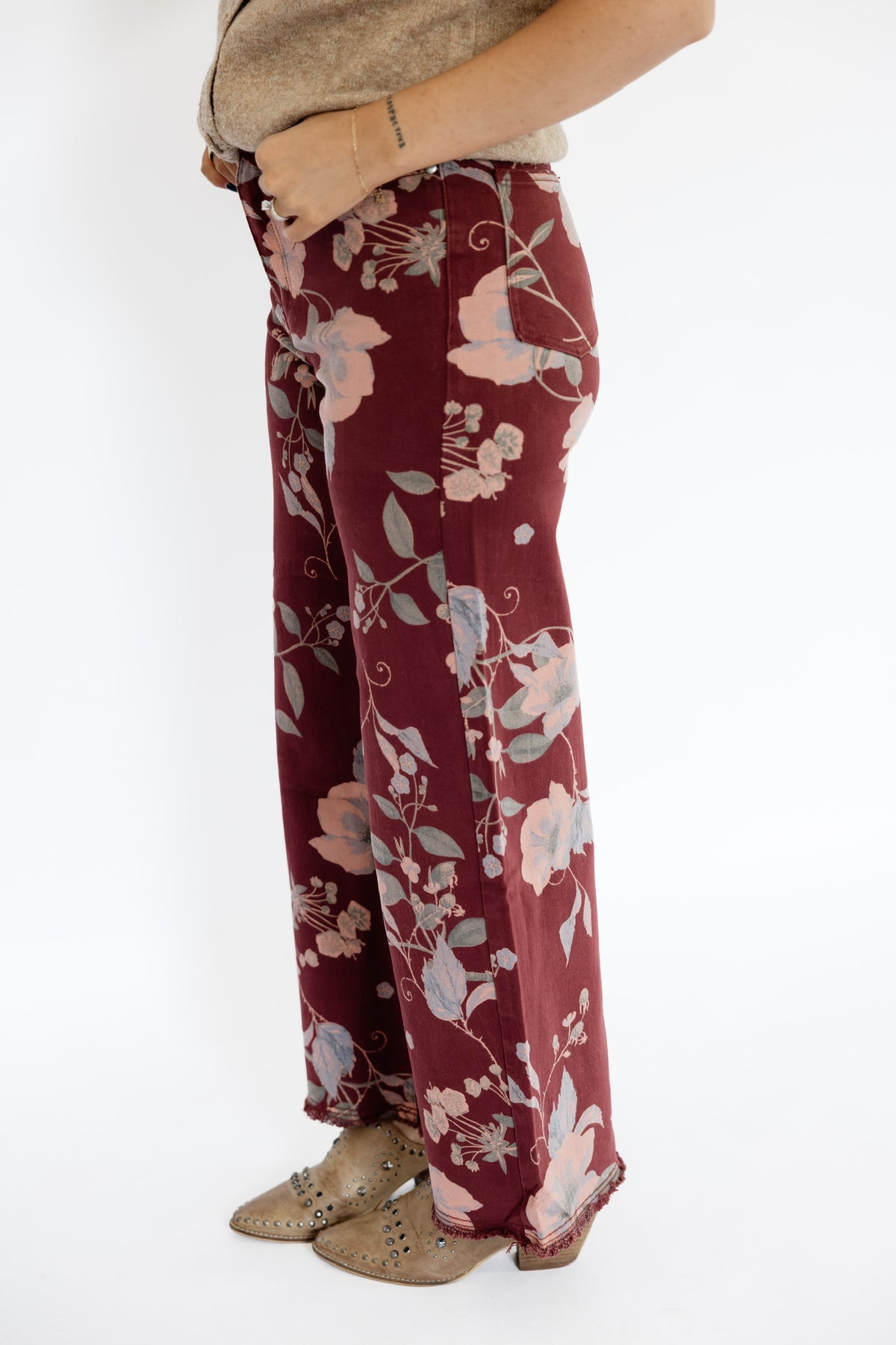 FLORAL WIDE LEG PANTS