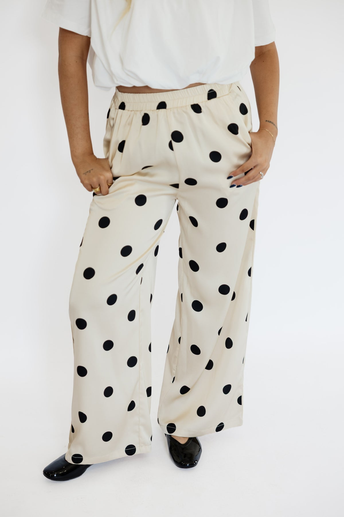 POLKA DOT SATIN TROUSER PANTS