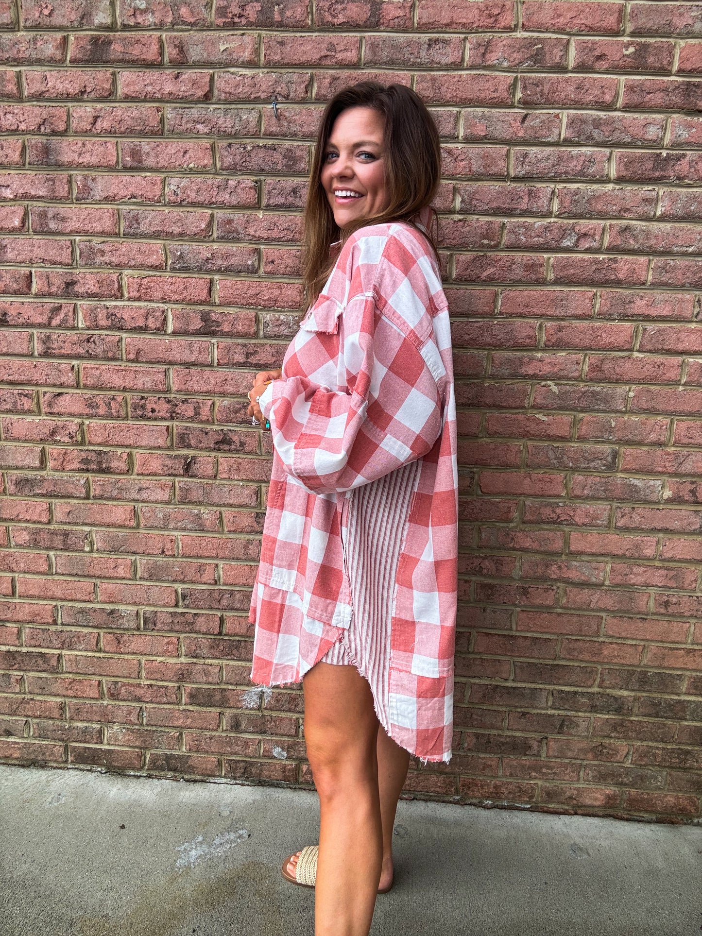 CINNAMON PLAID OVERSIZED DRESS