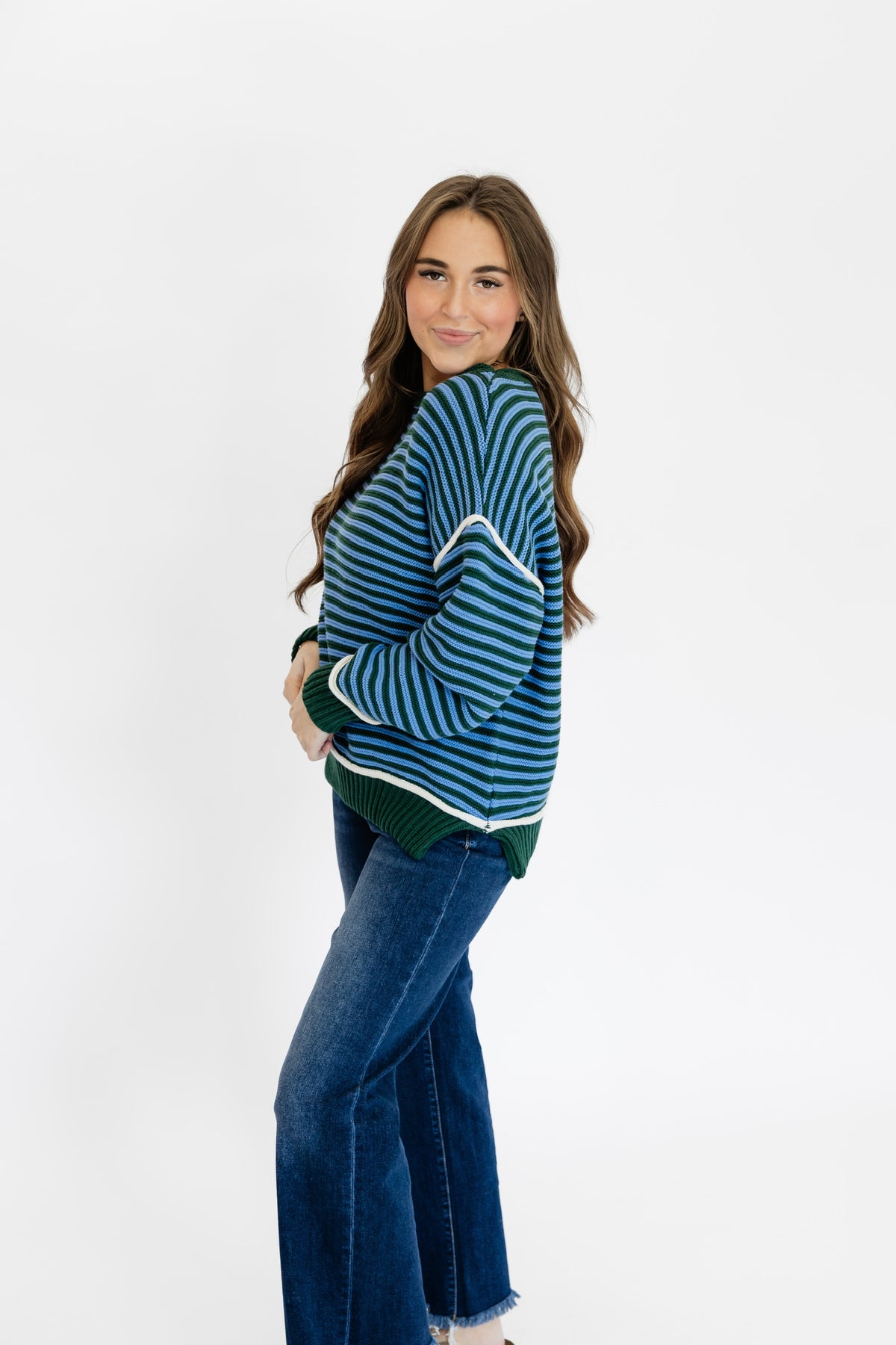 PINE AND SKY STRIPED SWEATER
