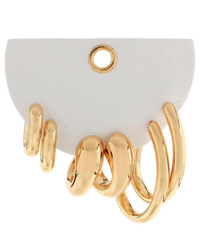 OVAL HOOP EARRING SET - GOLD