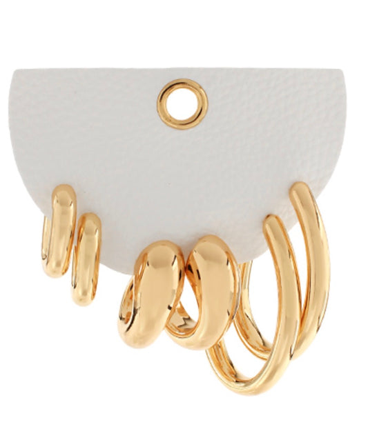 OVAL HOOP EARRING SET - GOLD