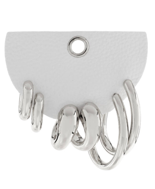 OVAL HOOP EARRING SET - SILVER