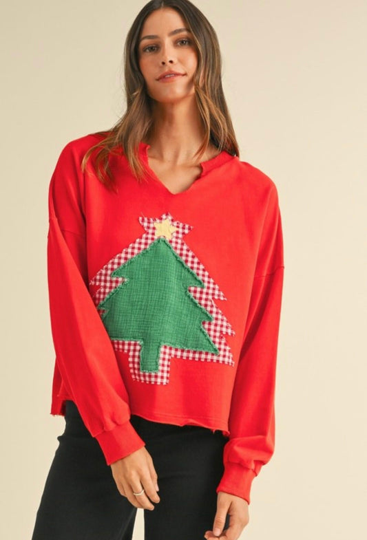 CHRISTMAS TREE PATCH PULLOVER