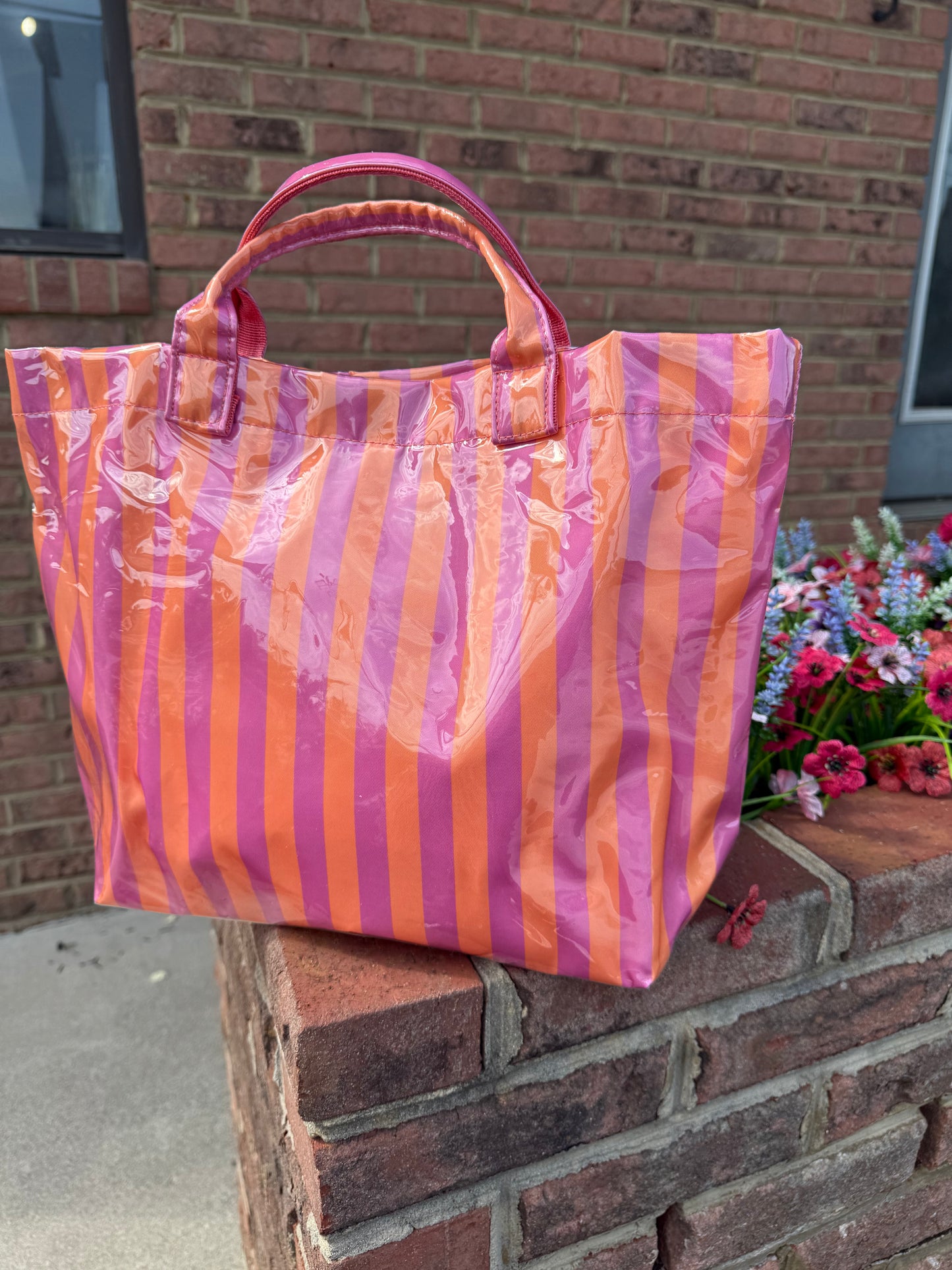 EVERYDAY STRIPED TOTE - PINK/ORANGE