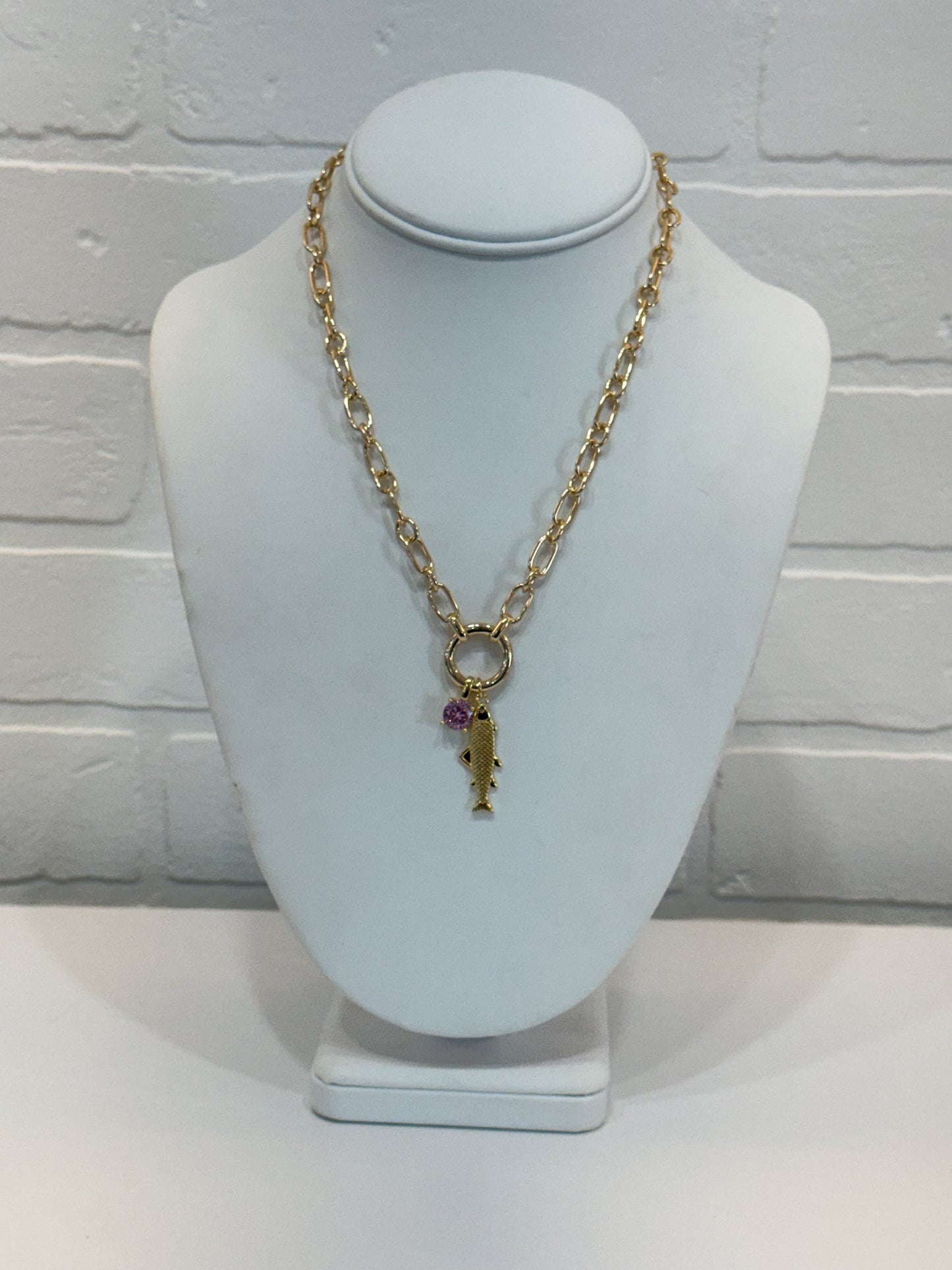 ROUND CARABINER CHAIN LINK NECKLACE