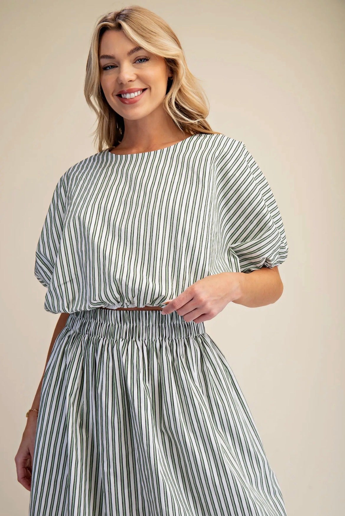 SAGE STRIPED TOP