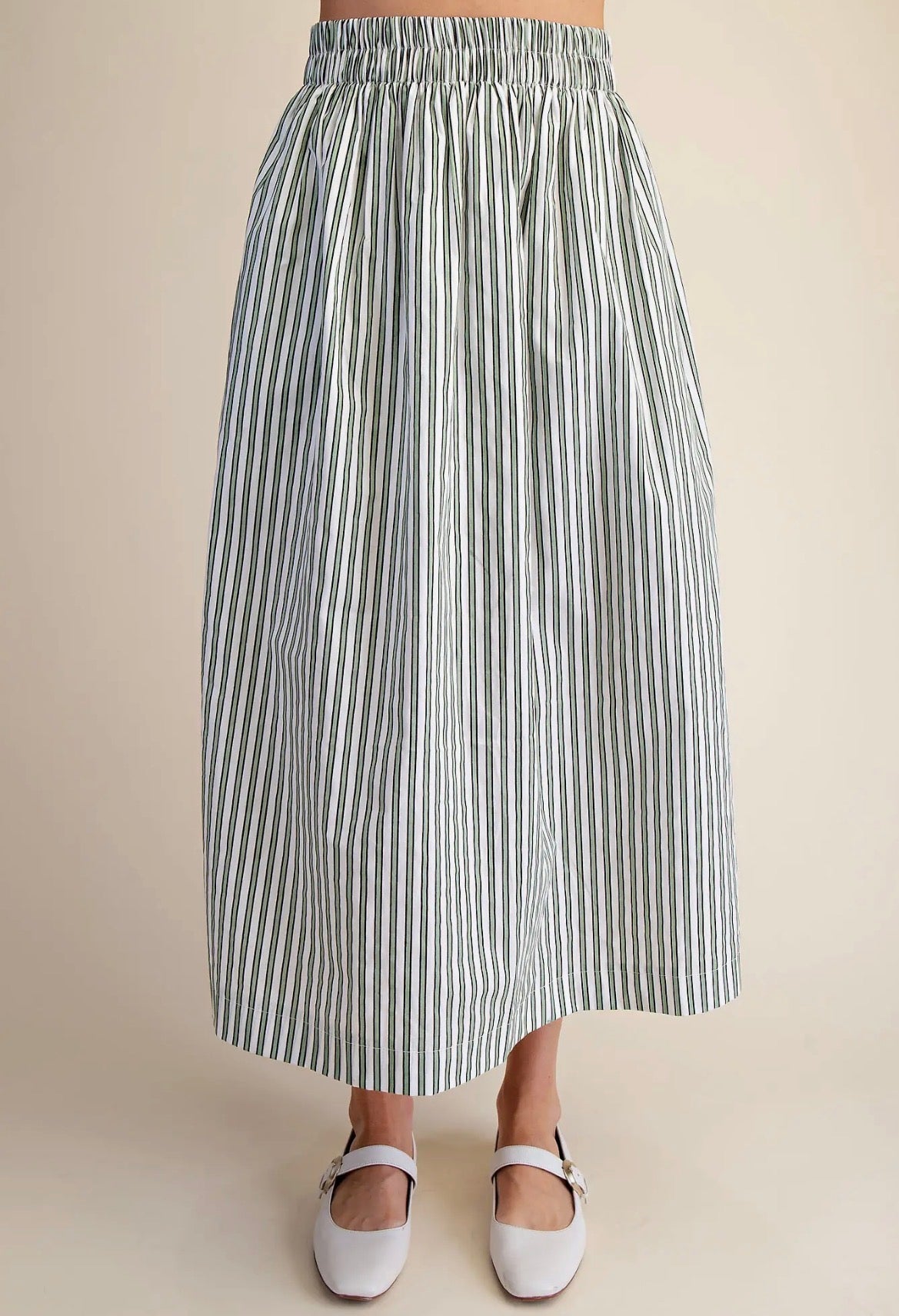 SAGE STRIPED MAXI SKIRT