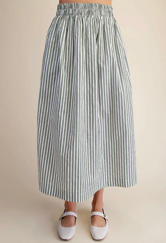 SAGE STRIPED MAXI SKIRT