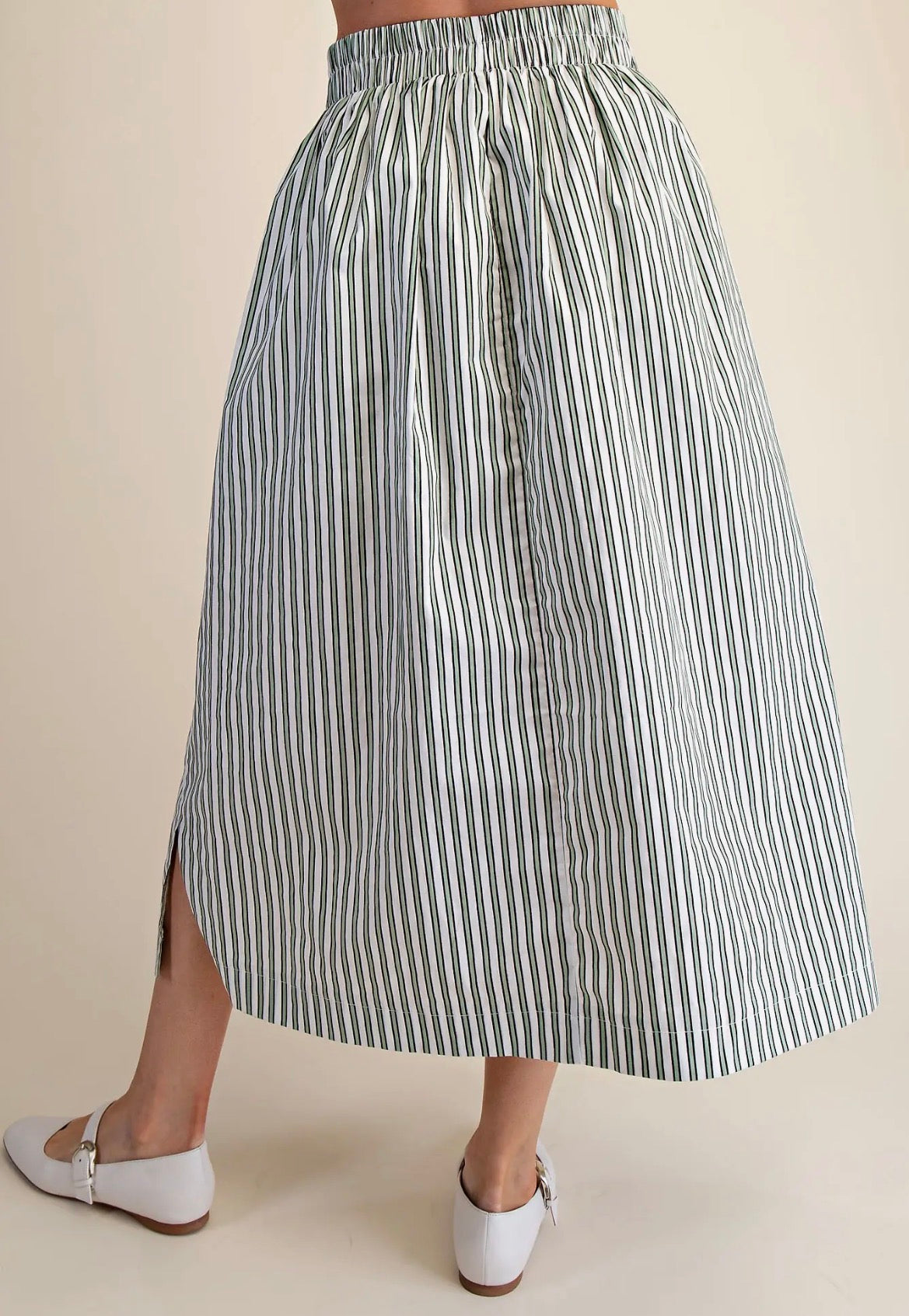 SAGE STRIPED MAXI SKIRT