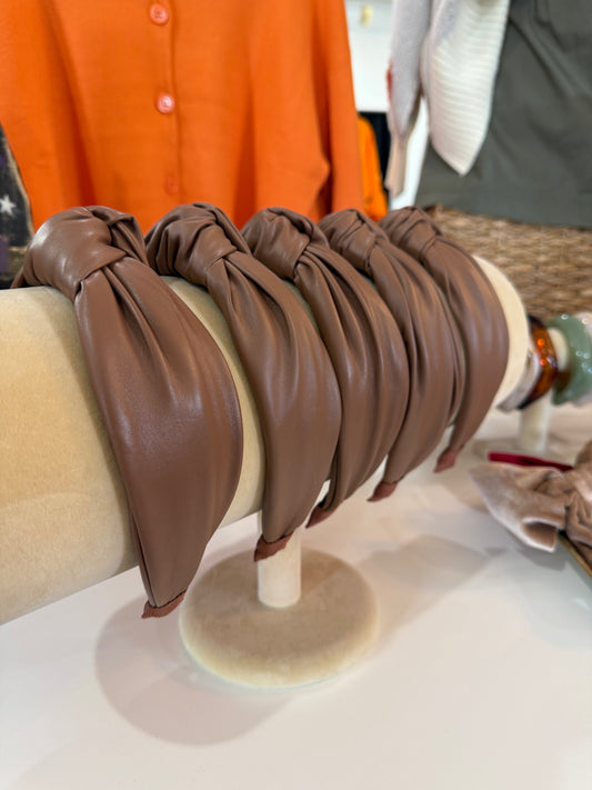 LEATHER HEADBAND - BROWN