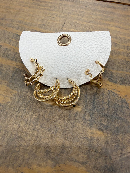 TEXTURED HOOP EARRING SET