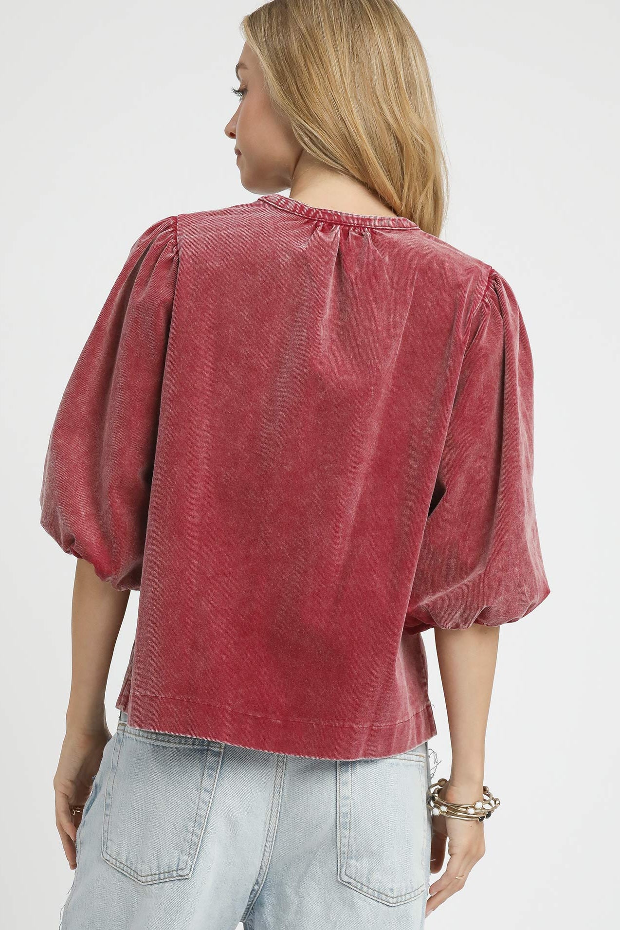 CLASSY IN CORDUROY TOP - ROSE