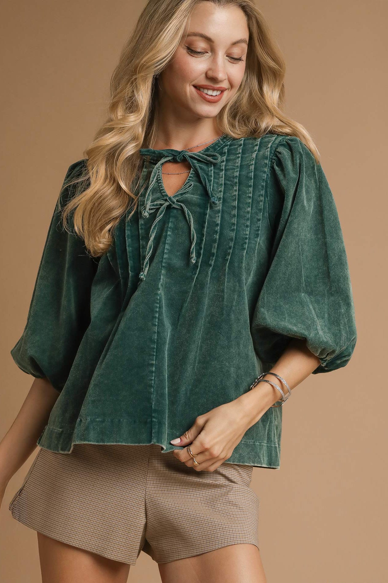 CLASSY IN CORDUROY TOP - FOREST