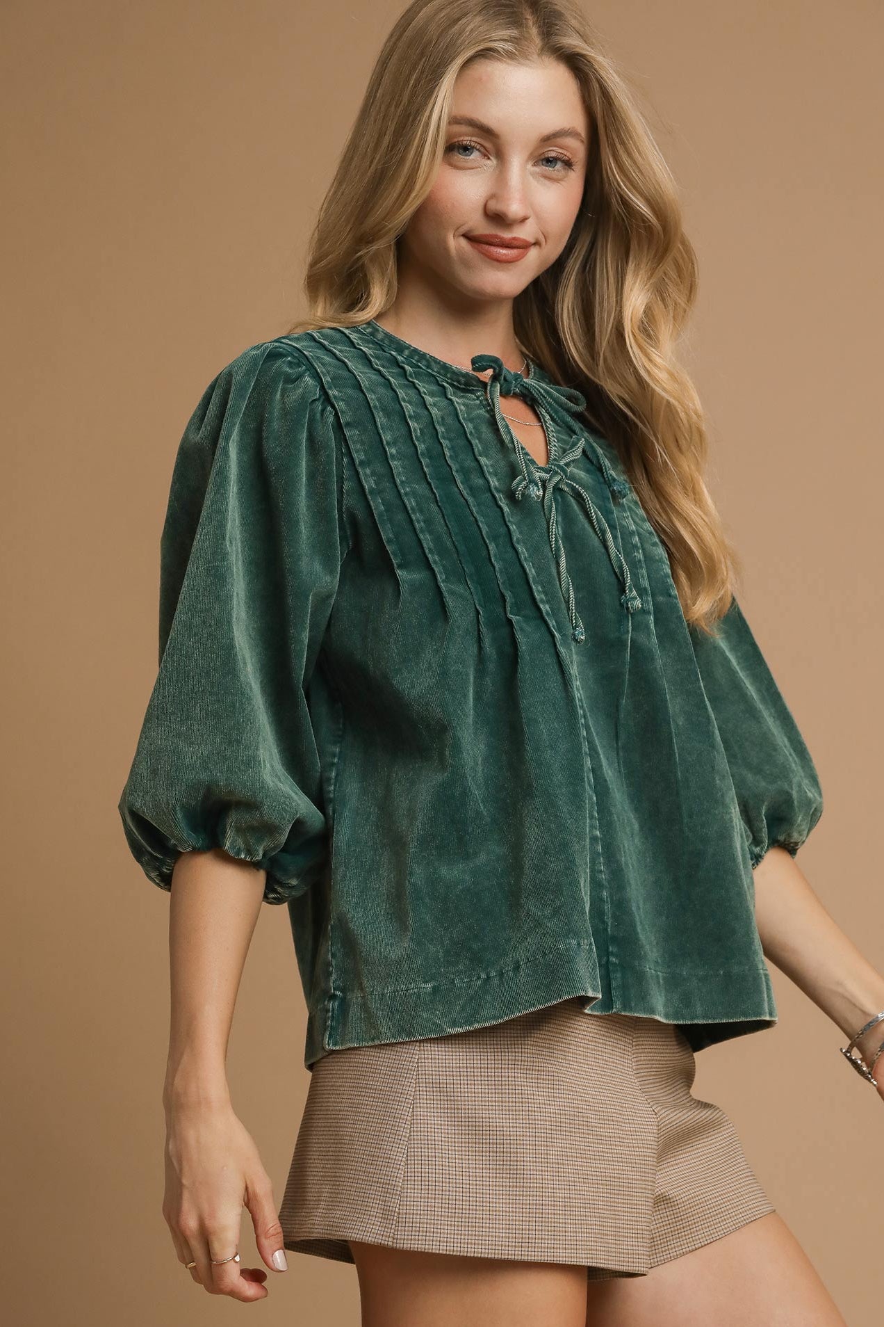 CLASSY IN CORDUROY TOP - FOREST