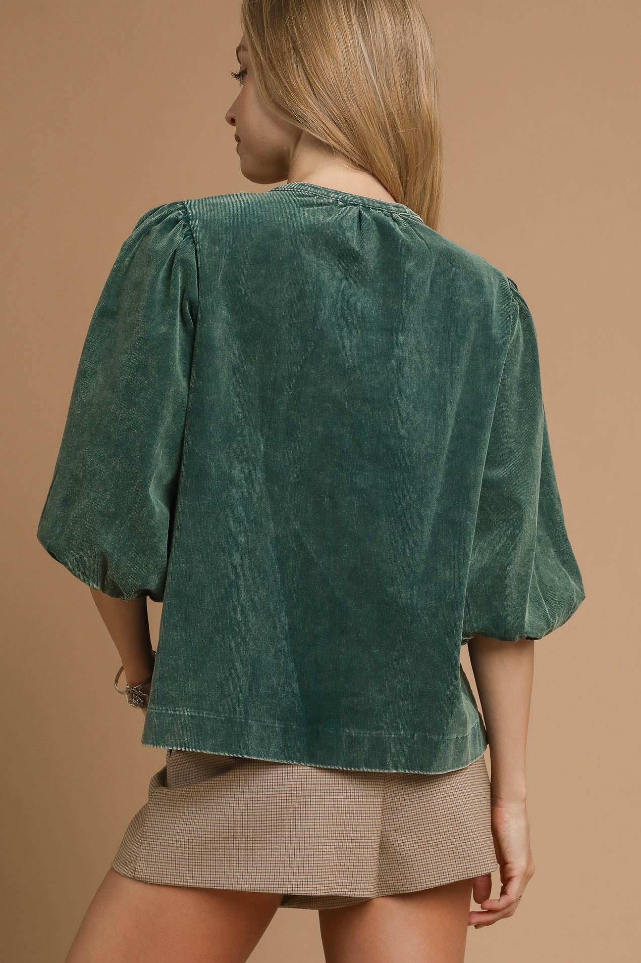 CLASSY IN CORDUROY TOP - FOREST