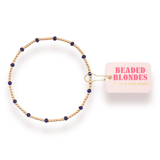 Navy Dainty Poppi Bracelet - Gold