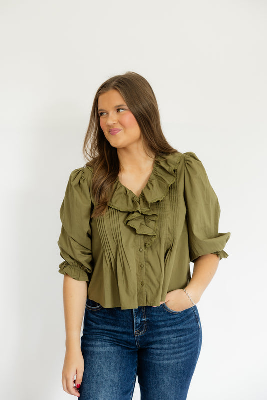 IN THE DETAILS TOP - OLIVE