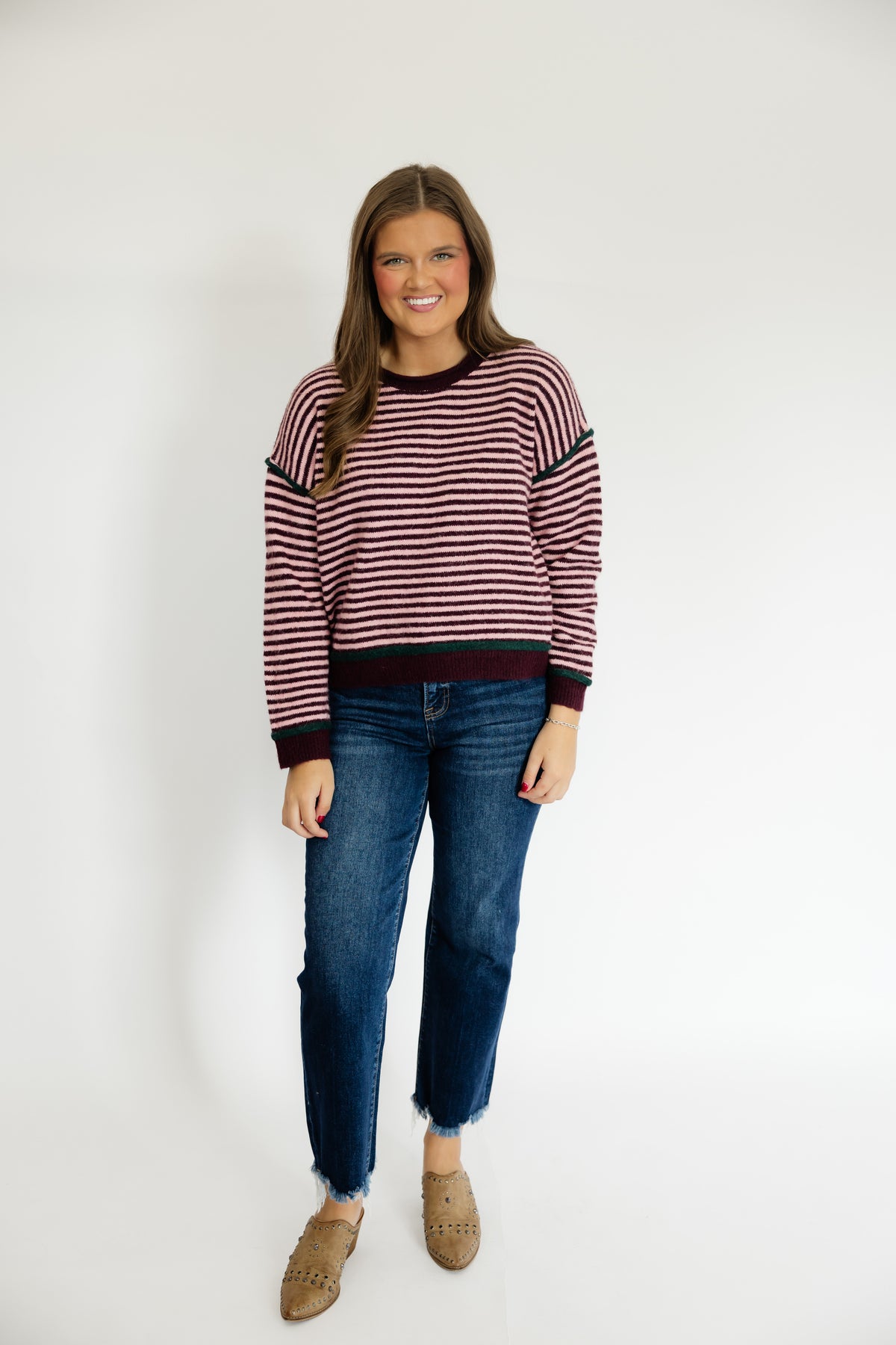 THE BRIGHT SIDE SWEATER - WINE/PINK