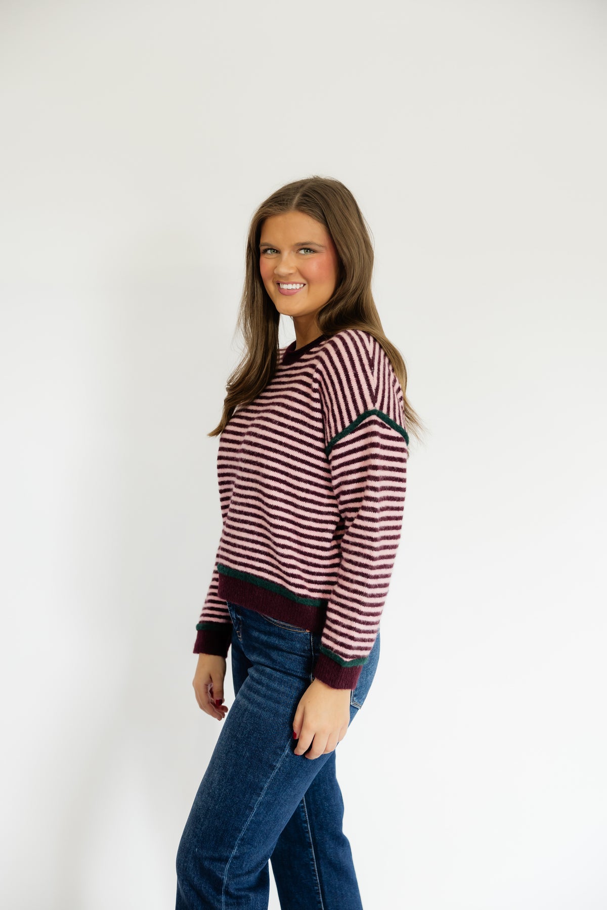 THE BRIGHT SIDE SWEATER - WINE/PINK