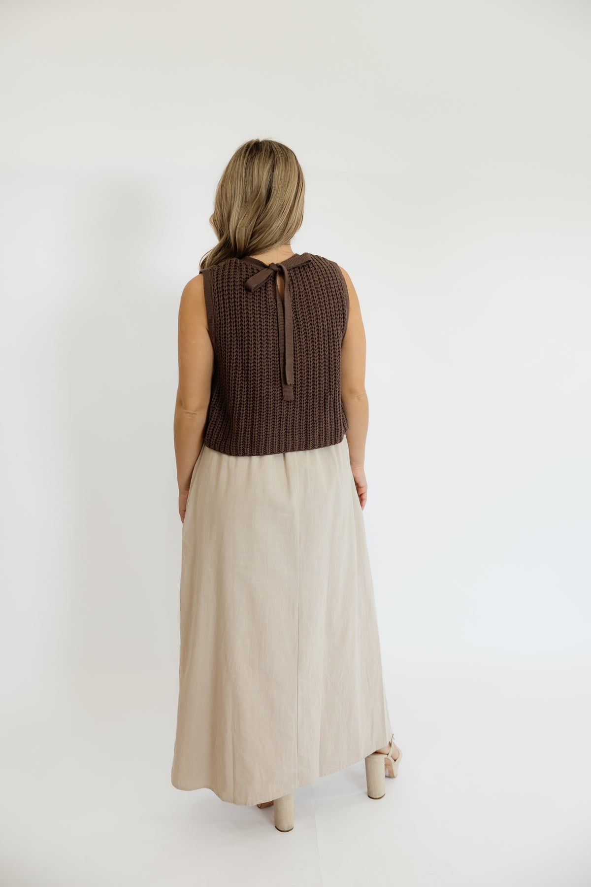 LINEN & LATTE MIDI DRESS